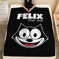 1PC felix the cat Print Flannel Blanket, High quality Comfortable for All Seasons, Home Decor, Warmth and Comfort, Perfect for Christmas Gifts 130cmx150cm white
