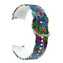 Spausdinta silikoninė apyrankė Samsung Galaxy Watch 4/5/6/7 40mm 44mm Pro 45mm Spalvota apyrankė Laikrodžiui 6 Classic 47mm 46mm Correa Galaxy Watch 4-5-6-7 melsvai žalia