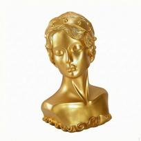 Earring Necklace Display Bust Carved Face Female Head Stand Detailed Hair White