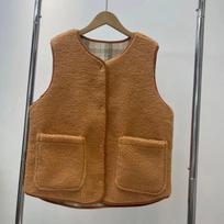 Spring Autumn and Winter Plaid Reversible Fleece Vest Women's Round Neck Sleeveless Jacket Faux Shearling Vest Women's 2XL brown