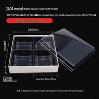 Handyou Disposable Wooden Bento Box with Lid and 4-Compartment Tray black