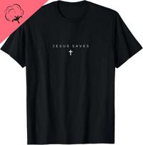 Jesus Saves Cross Subtle Christian Minimal Religious Faith Tshirt Unisex Summer Streetwear Tops Unisexs T Shirt Camiseta Hombre 2XL white