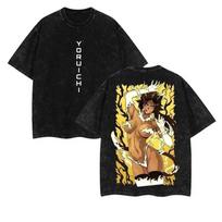 Shihouin Yoruichi Graphic T Shirt BLEACH Anime Harajuku Washed T-shirt Men Women Clothing Oversized Polyester Short Sleeve Tees 2XL black