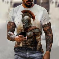 Vintažiniai Spartan 3D spausdinimo grafiniai marškinėliai vyrams trumpomis rankovėmis marškinėliai Madingi dideli gatvės drabužiai Vyriški laisvalaikio drabužiai 5XL gray