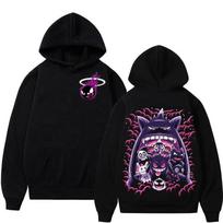 Super mielas Gengar anime margintas džemperis su gobtuvu vyrams ir moterims rudens žiemos Harajuku didelio dydžio laisvalaikio megztinis viršus S black