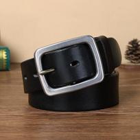 Diržas Vyriškas Storas Storas Nerūdijančio Plieno Sagtis Natūrali Oda Gryna Karvės Oda Retro ir Madingas Universalus Jaunimo Džinsų Diržas 105cm black