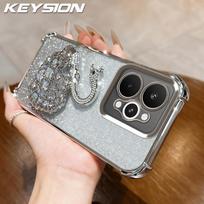KEYSION Shockproof Plating Phone Case for Realme 15 Pro 5G Clear TPU Glitter Jewelled Swan kickstand Cover for OPPO Realme 15 5G for Realme 15 5G