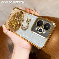 KEYSION Shockproof Plating Phone Case for Realme 15 Pro 5G Clear TPU Glitter Jewelled Swan kickstand Cover for OPPO Realme 15 5G for Realme 15 Pro 5G