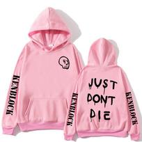 „Just Dont Die 43“ Keno blokų rašto džemperis su gobtuvu vyrams, moterims, raidėmis margintas, estetiškas, kasdienis, pankroko, gotikinis, negabaritinis, vilnonis, gatvės stilius. 3XL pink