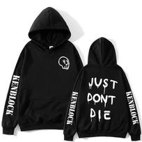 „Just Dont Die 43“ Keno blokų rašto džemperis su gobtuvu vyrams, moterims, raidėmis margintas, estetiškas, kasdienis, pankroko, gotikinis, negabaritinis, vilnonis, gatvės stilius. 2XL black