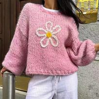 Casual Woolen Long-sleeved T-shirt Jacket Sweater for Women 2025 Autumn and Winter S white