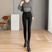 Women's Slim High Waist Elastic Skinny Jeans with Velvet for Fall/Winter 2024 25 white