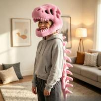 Dinosaur Skeleton Head Hood Plush Costume with Bone Frame for Kids Adults, Cute Dinosaur Skeleton Suit Cosplay Toy Gift 90/120cm Small Size90centimeter【 white