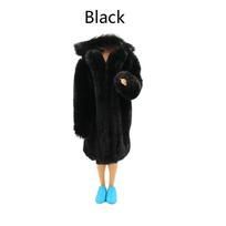 30CM Doll Clothes Fashion Long Fur Coat Big Collar Plush Overcoat For 27-29cm Dolls Accessories Everyday Wear Kids Toy black