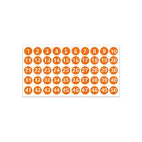 Atsparūs vandeniui lipnūs skaičių lipdukai 1-200 drabužiams, avalynei ir kojinėms žymėti Orange; 2.54CM (51~100)