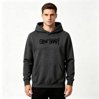Men Slim Shady Letter Print Pullover Hoodie Casual Long Sleeve Hooded Sweatshirt for Daily Wear XXXL black