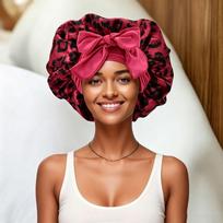 Bowknot Decoration Satin Hair Bonnet Breathable Comfortable Ribbon Sleep Bonnets Nightcap  Beauty