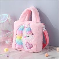 ADISA Unicorn Toddler Bag Princess Fur Crossbody Handbags Gift for Girls (L.PIN) F white