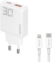 Dudao A30EUL 30W USB-A/C + USB-C to Lightning cable White