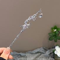 Vintage Moonstone Hair Sticks for Women Chinese Metal Long Tassel Chain Hair Pins Headwear Hair Accessories
