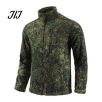 Outdoor Camouflage Hunting Coat Men Jacket, Fleece Zip Up Tactical Stand Breathable Polyester Sportswear Collar, Windproof Thermal for Hiking M gray