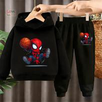 Žmogaus-voro vaikiškas džemperis su gobtuvu ir kelnės 2 dalių komplektai Marvel Vaikams Cosplay berniukams Megztinis Džemperis Vaikų drabužiai 4-14 m. 150 black