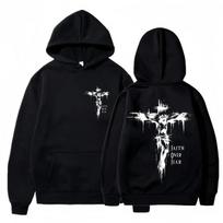 Men's hoodie, featuring a religious cross and inspirational text print, pullover style, fashionable and casual hoodie for autumn and winter, unisex. XXXL black