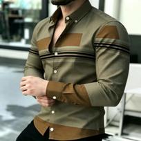 Slim Fit vyriški ilgomis rankovėmis marškiniai su 'calm' siuvinėjimu, oficialaus stiliaus S gray
