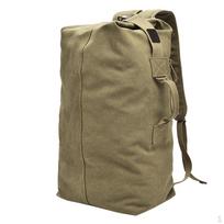 Camping Hiking Hunting Canvas Backpack Travel Bag Rucksack Outdoor Hand Tote Duffel Khaki L gray