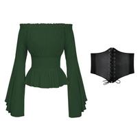 Women's Fashionable Color Off Shoulder Sexy Long Sleeved Pullover Irregular Top L black