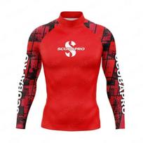 Mens UPF 50 Quick-Dry Rash Guard Long Sleeve Sun Protection Swim Shirt Surfing Snorkeling Beach Water Sports 5XL red