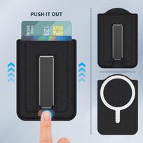 for Magsafe Magnetic Pu Leather Wallet Stand Credit Card Holder for iPhone 17 Air ProMax Anti-theft Swipe Fold Stand Card Holder gray