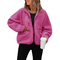 Women's Fall/Winter Solid-Color Nubuck Sporty Casual Jacket XS pink