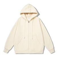 Unisex su gobtuvu užtraukiama džemperis Oversize medvilnės mišinio žiemos striukė vyšnių rožinės spalvos XL beige
