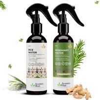 Avimee Herbal Rosemary Water & Rice Water Combo | Hair Growth Spray + Skin Toner | With Natural Extracts | For Dandruff, Frizz & Glowing Skin black