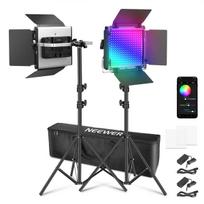 NEEWER RGB660 PRO II - 2-Pack RGB 660 PRO LED Video Light Kit with Stand, App Control, 360° Full Color Video Light, 50W Dimmable, 3200~5600K