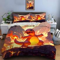 10 Dydžių Pokmon Charizard Spausdintas Patalynės Komplektas 3 Dalys Nustatymas Lova Karališko Dydžio Pagalvės Užvalkalas Suaugusiųjų Lovos Užvalkalas Miegamojo Lovos Komplektas Dovanoms AU Single(140*210cm)3pcs