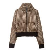 Women's Fashion Casual Patchwork Knit Pilot Jacket Large gray