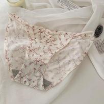 Lady Summer New Style Sexy Leopard Grain Flower Hollow Out Open Fork Ice Silk Without Trace Briefs One size