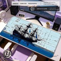 HYBXAXC Vintage Blueprint Sailing Ship Gaming Mouse Pad Nautical Retro Desk Mat Large NonSlip Keyboard Pad 800x400x2mm gray