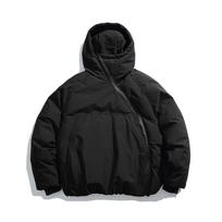 Žieminė slidinėjimo parko striukė Vyrams Moterims Madinga Laisva Su pamušalu Su gobtuvu Striukė Cityboy Streetwear Hoody Parkas Paltai Viršutinė apranga L black