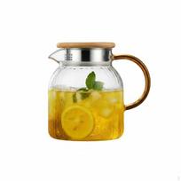 Hammered Glass Pitcher Heat Resistant with Lid Drip Spout Large Capacity Juice Carafe 1L