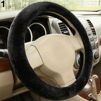 Universalus automobilio aksesuaras, šiltas ilgas minkštas pliušinis automobilio vairo dangtelis 0.057 kg black