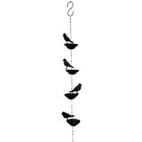 Garden Porch Rain Chain with Bird Figures, Metal Vertical Water Guide and Hook Gutter Alternative for Balcony Gazebo Home Use, 1