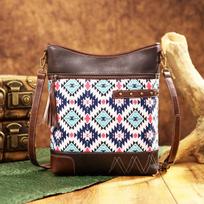 Spausdinta tvilo brezentinė paštininko rankinė Bohemiška Aztec Džinsinė brown