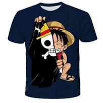 Madingi Vaikiški Anime Vienetiniai Luffy marškinėliai berniukui Drabužiai Vaikiški berniukų marškinėliai Vaikiški marškinėliai Vasariniai trumpomis rankovėmis marškinėliai S black