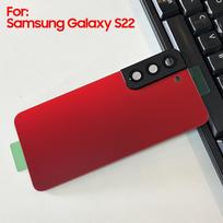 Galinio dangtelio dėklai Baterijos dangtelio korpusas Samsung Galaxy S22 5G SM-S901B S22+ 5G S22 Plus SM-S906B Galinis stiklinis dangtelis For S22 raudona