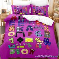 26 Alphabet Lore Bedding Set Cartoon Anime three-piece Set Adult Kid Bedroom Duvet Cover Sets Enlightenment 3D Kawaii EU Single 135*200cm/53x79in 3pcs blue