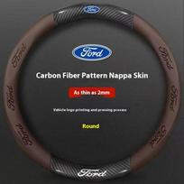Car 3D Embossing Carbon Fiber Steering Wheel Cover Ford Mondeo F150 Fusion Mustang EXPLORER ESCAPE EDGE Fiesta Focus Kuga Ranger black