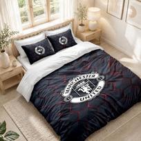 Bedding Set 1 Duvet Cover 2 Pillowcases Manchester United FC Print Bedroom Home Decoration 135cmx200cm